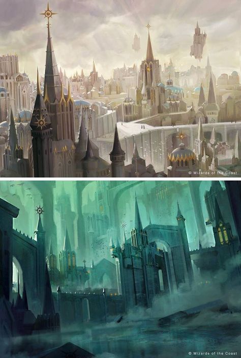 Ravnica Art, Ravnica City, Dnd Locations, Fantasy Cities, Campaign Ideas, Mtg Art, Blood And Bone, Fantasy Stuff, Environment Art