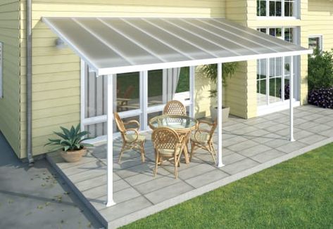 Palram Feria Patio Cover White Clear 3x3.05m | Wickes.co.uk Aluminum Patio Covers, Polycarbonate Roof Panels, Vinyl Pergola, Grey Patio, Polycarbonate Panels, Garden Canopy, Patio Cover, Patio Canopy, Pergola With Roof