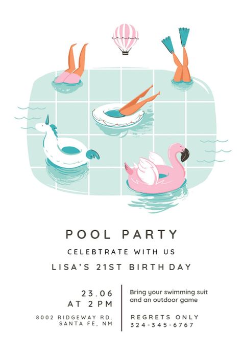 Pool Party Invitation Template, Beach Party Invitations, Summer Invitation, Summer Party Invitations, Pool Party Decorations, Greetings Island, Pool Party Invitations, Invitation Maker, Party Invite Design