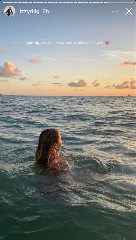 Swimming Instagram Story, Sea Ig Story, Sunset Swimming Aesthetic, Swimming In Sea Aesthetic, Swimming In The Sea At Night, Sea Stories, Ig Pics, Open Water Swimming, Pics Ideas