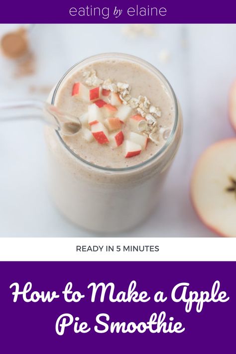 This vegan, gluten-free, healthy smoothie tastes like the classic apple pie dessert but contains loads of fiber, nutrients and plant-based protein. It has warm, sweet notes from the vanilla and cinnamon. And it is naturally sweetened. It is filling enough for breakfast since it contains whole grains from the oats and protein from the slivered almonds and almond milk. Vegan Apple Pie Smoothie, Apple Pie Desserts, Gluten Free Smoothie, Vanilla Granola, Apple Pie Smoothie, Vegan Apple Pie, Apple Benefits, Nutrient Packed Smoothies, Sweet Smoothies