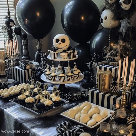 Jack Skellington Addict | Jack Skellington birthday party theme Jack Skellington First Birthday, Jack Skellington Party Decorations, Jack Skeleton Party, Jack Skeleton Party Ideas, Jack The Skeleton Birthday Party Ideas, Jack Skellington 1st Birthday, Nbc Birthday Party, Nightmare Before Christmas Party Decorations Diy, Jack Birthday Party Ideas