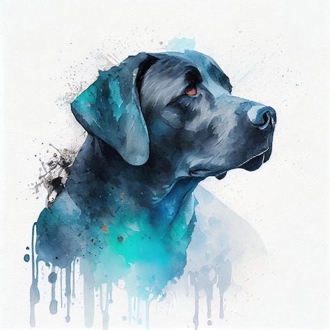 Black Labrador Art, Watercolor Painting Easy, Painting Dogs, Watercolor Dogs, Dog Watercolor Painting, Labrador Art, Dog Portraits Art, Watercolor Dog Portrait, Dog Watercolor