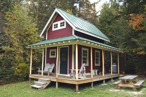 Vermont 10 x 16 Shed With Loft Shed With Loft, Red Cabin, Loft Cabin, Tiny Loft, Shed To Tiny House, House Shed, Tiny Cabins, Micro House, Tiny Cabin