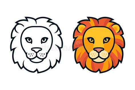 Lion Cartoon Drawing, Face Front View, Lion Head Drawing, Lion Drawing Simple, Lion Face Drawing, Simple Face Drawing, Lion Clipart, Lion Drawing, Children Sketch