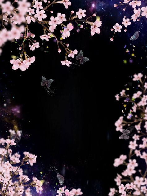 Black Cherry Blossom Wallpaper, Bg Wallpaper, Black Cherry Blossom, Butterflies Wallpaper, Blossom Wallpaper, Cherry Blossom Wallpaper, Temp Tattoo, Butterfly Wallpaper, Black Cherry