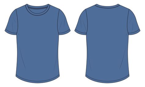 Fashion Flat Sketch, Color Template, Flat Sketches, Shirt Template, Plain Tshirt, Navy Blue Color, Short Sleeve T Shirt, Blue Tshirt, Fashion Flats