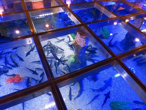 Aktau Kazakhstan, Floor Aquarium, Glass Walkway, Pillar Design, Fish Ponds, Glass Floor, Courtyard House, Sea World, Home Room Design