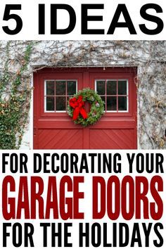 5 Ideas for Decorating your Garage Doors for the Holidays. Christmas outdoor decor done right. Garage Door Christmas Decorations, Outdoor Garage Lights, Garage Door Decor, Door House, Outside Christmas Decorations, Door Entry, Ideas For Decorating, Golden Gate Park, Decorating With Christmas Lights