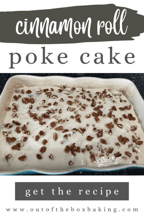 Cinnamon Roll Poke Cake from Out of the Box Baking Foolproof Cake Recipe, Cinnamon Roll Poke Cake, Gourmet Cupcake Recipes, Cinnamon Streusel Coffee Cake, Streusel Coffee Cake, Dessert Cakes, Cupcakes Recipes, Cake Hacks, Cake Mixes