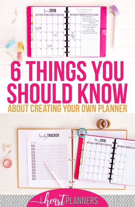 Six Things You Should Know about Creating Your Own Planner - I Heart Planners Design Your Own Planner, Homemade Planner, Arc Planner, Create Your Own Planner, How To Make Planner, Planner Tips, Planner Obsessed, Planner Organiser, Mason Jar Crafts Diy