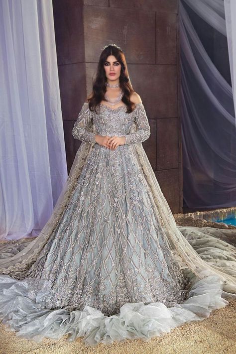 Gown Style Dress, Bridal Campaign, Net Gown, Pakistani Brides, Eastern Dresses, Walima Dress, Bridal Gown Styles, Backless Gown, Heavy Dresses