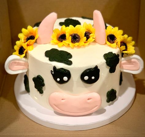 2 layer 6 inch cake Cow Shaped Cake, Easy Cow Cake Ideas, Easy Cow Cake, Cow Cake Ideas, 6 Inch Cake, Cow Cake, Cow Cakes, Small Cow, Shaped Cake