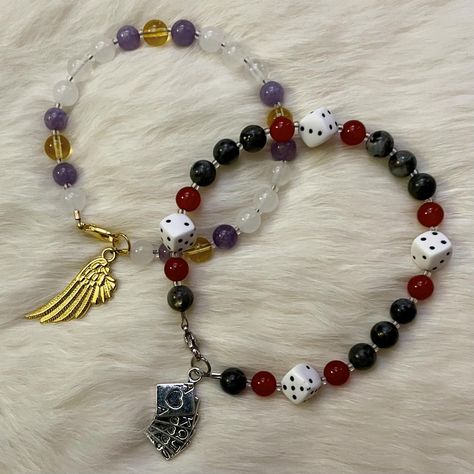 Adam And Lute Hazbin Hotel Bracelets, Alastor Bracelet, Hazbin Hotel Bracelets, Lucifer Angel, Adjustable Hand-strung Amulet Bracelet, Angel Wings Bracelet, High Roller, Being Held, White Jade