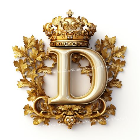 Letter D With Crown, D Letter Images, D Initial, Alphabet Art Print, Letter Art Design, Beautiful Wallpaper For Phone, Letter Stamps, Alphabet Art, Gold Letter