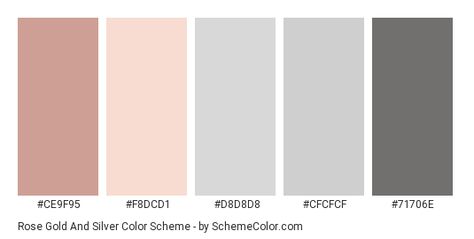 Color scheme palette image Blush And Gray Color Palette, Peach Color Schemes, Rose Gold Room Decor, Silver Color Palette, Wedding Color Schemes Summer, Silver Color Scheme, Fall Wedding Color Palette, Bedroom Colour Palette, Color Decor