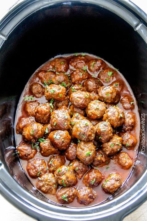 Honey Buffalo Meatballs, Party Food Meatballs, Buffalo Meatballs, Slow Cooker Recipes Beef, Tasty Meatballs, Slow Cooker Meatballs, Potluck Dishes, French Dip, Crock Pot Slow Cooker