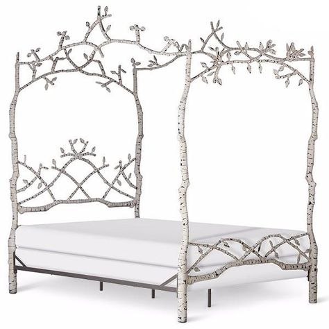 Bed - Forest Dreams Canopy Bed Wonderland Inspired Room, Canopy Nursery, Iron Canopy Bed, Metal Canopy Bed, Forest Bedroom, Cottage Houses, Forest Room, Iron Beds, Forest Canopy