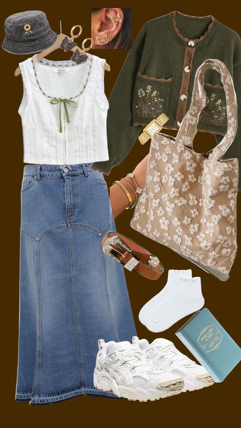 #outfitinspo #outfitideas #fashion #fitinspo #outfitinspiration #grandmacore #eclectic #journal #tote #comfy #aesthetic #picnic Grandma Style Outfits, Grandma Outfit Aesthetic, Grandma Core Fashion, Grandmacore Fashion, Grandma Aesthetic Outfit, Grandmacore Outfit, Comfy Aesthetic, Grandma Clothes, Aesthetic Picnic