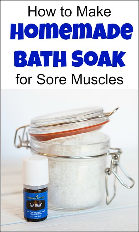 This homemade bath soak for sore muscles will help alleviate sore muscles and other minor physical discomforts. You will love this homemade bath soak if you work out, go to the gym, garden, chase children or hey anything that may give you sore muscles. homemade bath soak recipe, DIY bath soak, bath soak for sore muscles, sore muscle soak, muscle relaxing bath, soothing bath, bath for sore muscles, essential oils for sore muscles bath, epsom salt bath soak, epsom salt bath for sore muscles, Sore Muscles Bath Soak, Essential Oils Sore Muscles, Diy Bath Soak, Bath Soak Recipe, Bath Salts Diy, Epsom Salt Bath, Bath Recipes, Homemade Bath, Soothing Bath