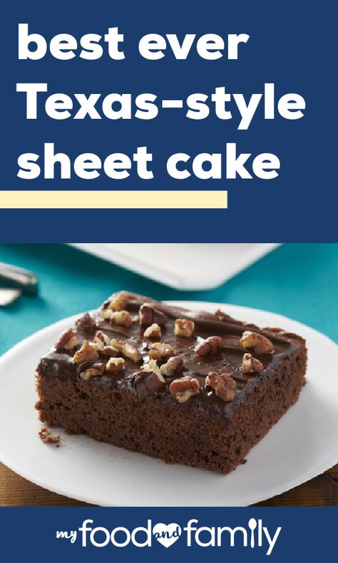 Best-Ever Texas Sheet Cake – Ahh sheet cake, a true celebration special. Whether you’ve got a family reunion or a neighborhood party, this chocolate dessert recipe is the perfect treat to bring. Texas Sheet, Chocolate Sheet Cake, Texas Sheet Cake, Sheet Cake Recipes, Sheet Cakes, Kraft Heinz, Chocolate Cake Mixes, A Piece Of Cake, Melted Chocolate