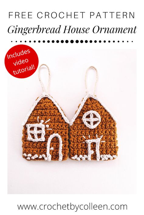 Gingerbread House Christmas Ornament - Free Crochet Pattern - Welcome Crochet House Ornaments, Crochet Gingerbread House, Crochet Gingerbread, Gingerbread House Patterns, Gingerbread House Christmas, Crochet Christmas Ornaments Free, Crochet Ornament Patterns, Quick Crochet Patterns, Crochet Christmas Decorations