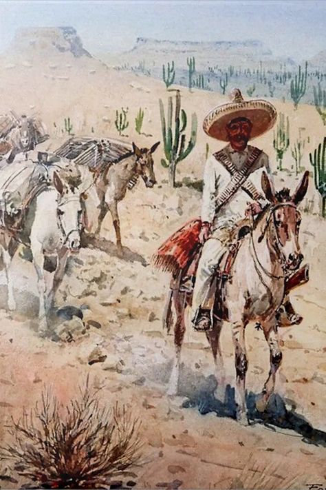 Edward Borein's artwork depicted Spanish Colonial California, the Old West, and Mexico. He worked as a vaquero in California for 20 years before he began his artistic career. This painting is “Vaquero Pack Train”. Charles Marion Russell, Cowboy Artists, Western Artwork, Beautiful Oil Paintings, Monet Paintings, Cowboy Art, Oil Painting Reproductions, Painting Reproductions, Mexican Art