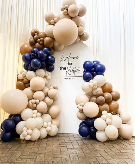 Brown Balloon Arch, Brown Balloons, Balloons White, Balloons Blue, Blush Balloons, Beautiful Balloons, Dusty Brown, Safari Theme Party, Birthday Balloon Decorations