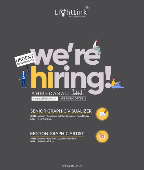 We are hiring Graphic Designer & Motion Graphic Artist. @Ahmedabad, India Hiring Designer Poster Creative, Hiring Creative Design, Graphic Designer Hiring Poster Creative, Hiring Posts Design, Now Hiring Image Social Media, We Hiring Poster Design, We’re Hiring Poster, Graphic Designer Hiring Post, Hiring Graphic Designer Poster