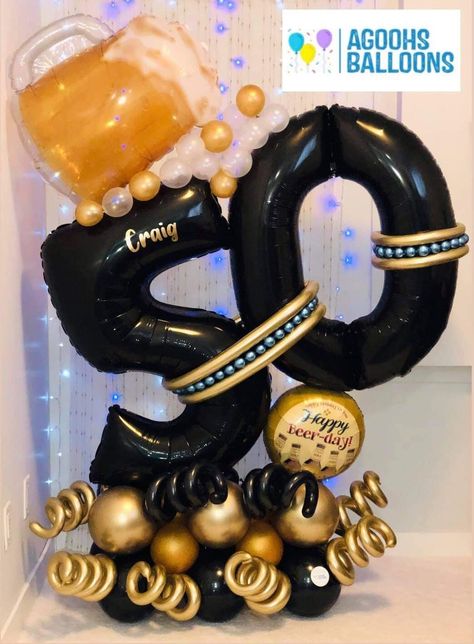 Beer Birthday Party, 40th Birthday Balloons, Happy Beer, 40 Balloons, 75th Birthday Parties, Moms 50th Birthday, 40th Birthday Decorations, Beer Birthday, Balloon Arrangements