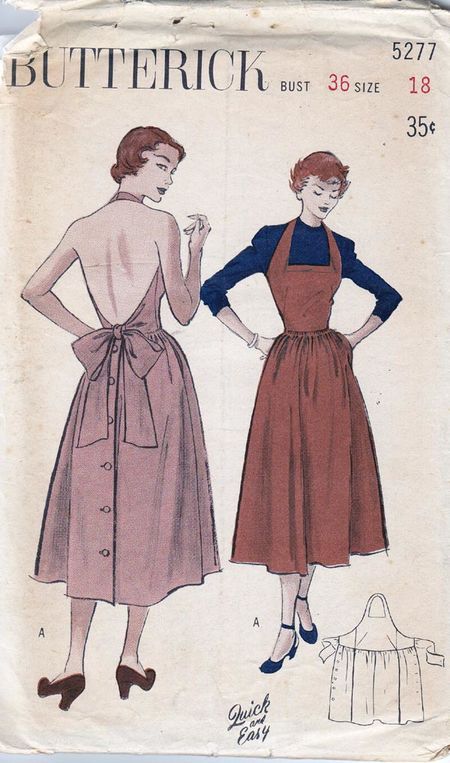 Áo Blu, Pretty Apron, Patron Vintage, Easy Dress, Diy Vetement, Vintage Dress Patterns, Couture Mode, Motif Vintage, Retro Mode