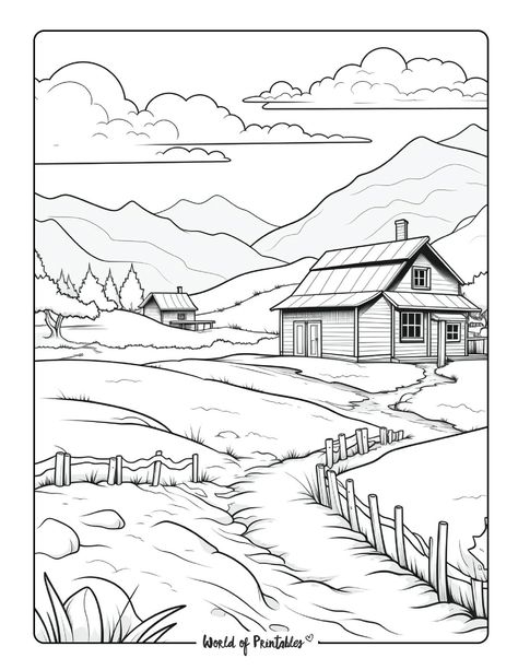 Landscape Coloring Pages, Jungle Coloring Pages, Landscapes Mountains, World Of Printables, Forest Coloring Pages, Natural Scenes, Beach Coloring Pages, Anime Face Drawing, Garden Coloring Pages