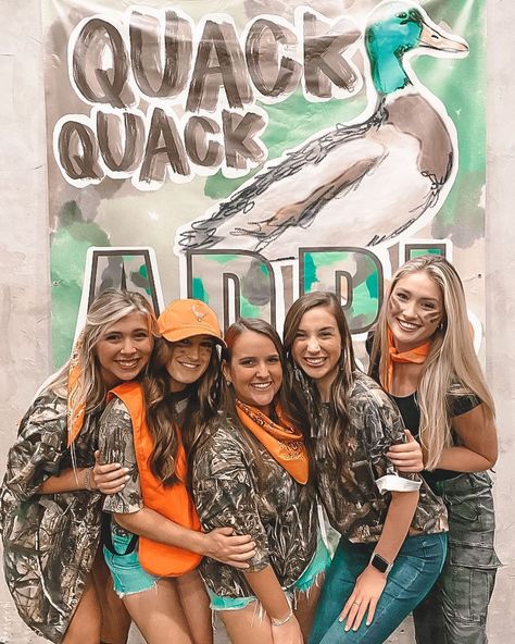 mallard ball • Instagram Duck Calls And Overalls Party Outfit, Mallard Ball Banner, Mallard Ball Adpi, Mallard Ball Outfit, Overalls Spirit Week, Mallard Ball, Goofy Costume, Event Fits, Hunter Costume