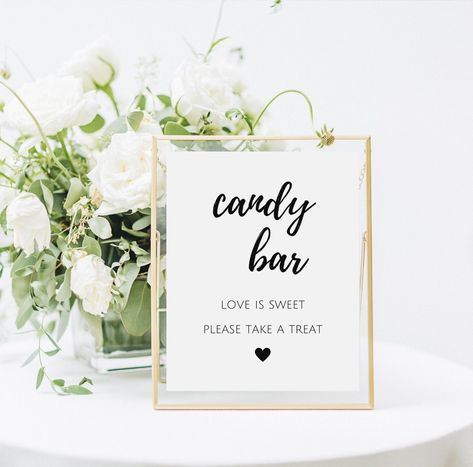 Cash Bar Sign, Candy Table Signs, Candy Bar Sign, Candy Bar Wedding, Party Template, Wedding Dessert Table, Wedding Dessert, Candy Table, Table Sign