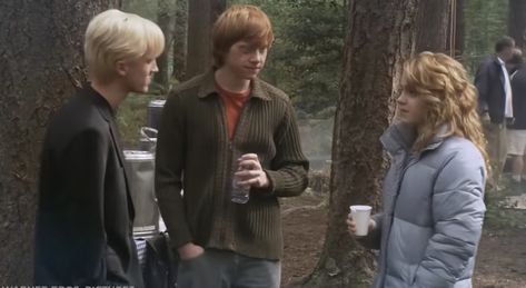 Emma Watson Rupert Grint, The Golden Trio, Hogwarts Dr, Rupert Grint, Draco Harry Potter, Ron And Hermione, Hogwarts Aesthetic, Harry Potter Gif, Golden Trio