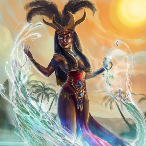 Gods And Goddesses Art, Goddesses Art, Egyptian Gods And Goddesses, Egyptian Goddess Art, African Mythology, African Goddess, Egyptian Deity, Ancient Goddesses, Warrior Tattoo