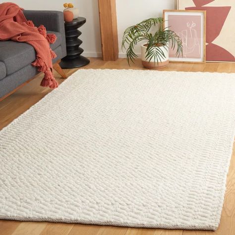 Bowan Hand Loomed Ivory Rug White Area Rug Living Room, Nursery Rugs Neutral, Nordic Dining, Modern Office Decor, Hand Loomed Rug, Solid Color Rug, Cotton Area Rug, Transitional Area Rugs, Heated Floors