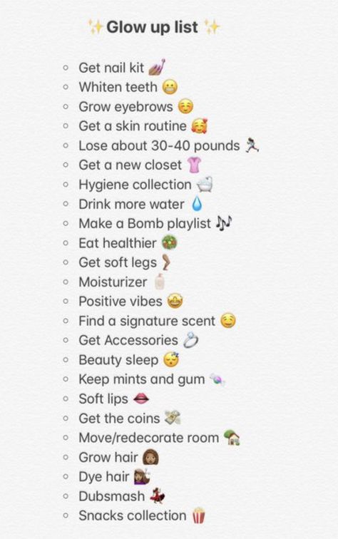 Work Out Lists, That Girl List, Baddie List, Glow Up List, 7th Grade Tips, Teen Workout Plan, Beauty Routine Checklist, How To Grow Eyebrows, Beauty Routine Tips