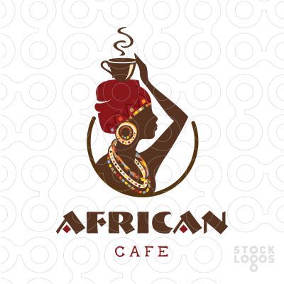 Logo for sale: African women dressed in traditional tribal wear with her hand holding a African Logo, Resturant Logo, Logo Design Women, Human Vector, Africa Art Design, Coffee Cup Art, African Theme, Restaurant Logo, Coffee Logo