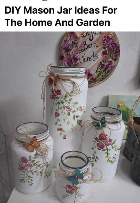 Toples Kaca, Crafts With Glass Jars, Decoupage Jars, Decoupage Tutorial, Decoupage Decor, Glass Bottle Diy, Bottle Ideas, Decoupage Diy, Diy Glass Bottle Crafts