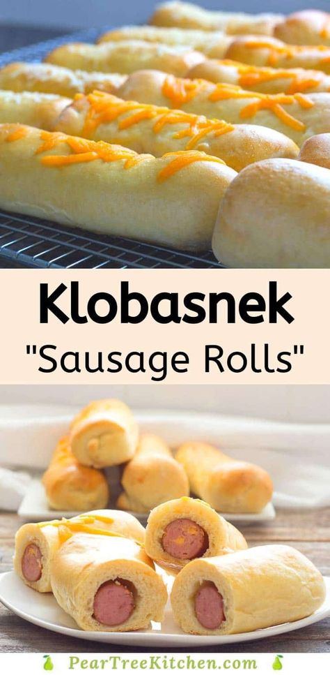 Polish Sausage Crescent Rolls, Klobasnek Recipe, Daylight Donuts Sausage Rolls Recipe, Homemade Kolaches Sausage, Sausage Link Recipes Breakfast Crescent Rolls, Sausage Kolache Recipe Czech, Sausage Wrap, Fried Sausage, Sausage Rolls Recipe