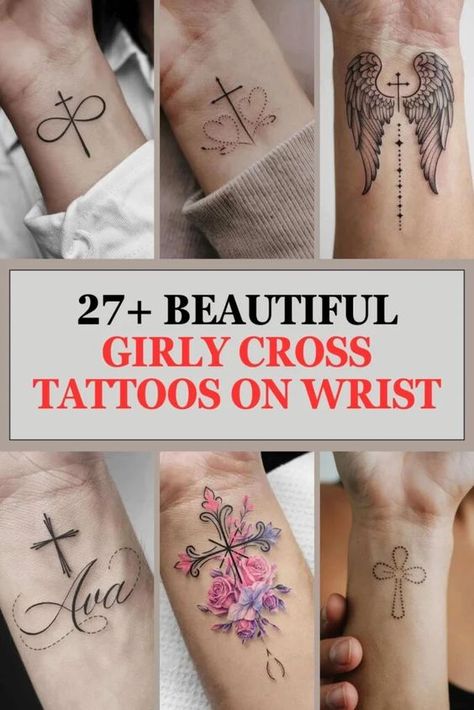 Girly cross tattoos on the wrist have become a popular choice among women, blending elegance with deep personal symbolism. These tattoos often feature delicate and feminine designs, combining the powerful symbol of the cross with elements like flowers, hearts, or intricate patterns.

The wrist is an ideal location for cross tattoos, offering a small canvas that allows for discreet yet impactful designs that can be easily displayed or concealed as desired. Women’s Small Cross Tattoo, Cross And Heart Tattoos For Women, Small Cross Wrist Tattoo, Delicate Cross Tattoo For Women, Delicate Cross Tattoo, Wrist Tatoos Woman, Wrist Cross Tattoos For Women, Cross Tattoos For Women On Wrist, Cross Wrist Tattoos For Women