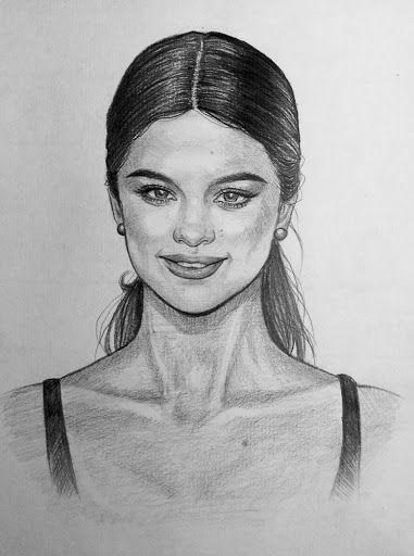 How To Draw Real People Faces, Collarbone Painting, How To Draw Collarbone, Collarbone Sketch, Selena Gomez Sketch, Collarbone Drawing, Funny Pictures To Draw, Portraits Painting, Youtube Drawing