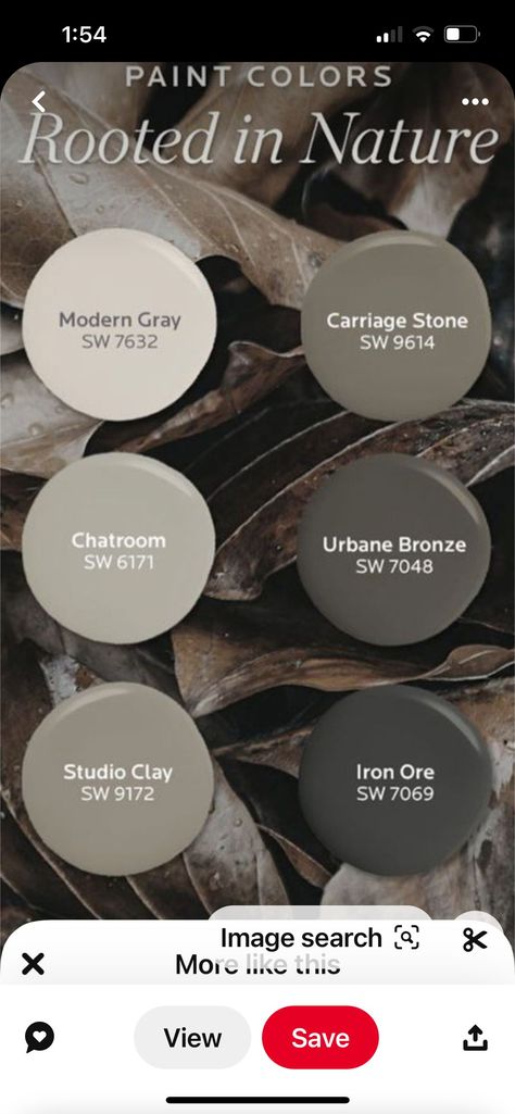 One Color Exterior House, Modern Industrial Paint Colors, Best Basement Colors, Medium Gray Exterior House Colors, Organic Modern Paint Colors, Urban Bronze Color Palette, Urbane Bronze Coordinating Colors, Moody Paint Colors, Color Combinations Paint