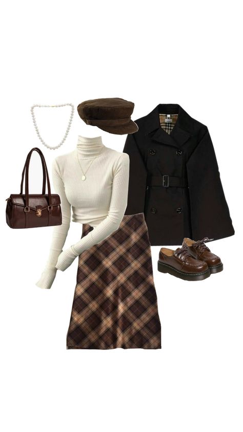 Spain Wardrobe, Brown Skirt Outfit, Fashion Expression, Classic Academia, Girls Art, Brown Skirts, Wardrobe Ideas, Light Academia, Art Fashion