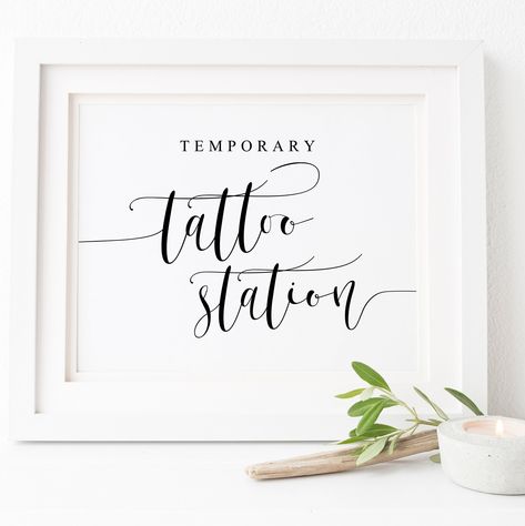 Tattoo Station Sign, Temporary Tattoo Wedding, Temporary Tattoo Station, Tattoo Printable, Tattoo Sign, Wedding Temporary Tattoos, Wedding Bucket, Cards Sign Wedding, Tattoo Station