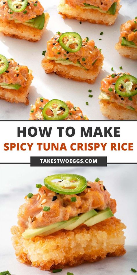 Spicy Tuna Crispy Rice, Tuna Crispy Rice, Sushi Recipes Homemade, Crispy Rice, Spicy Tuna, Tuna Recipes, Sushi Recipes, Home Comfort, Sushi Rice