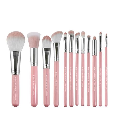 Look at this Pink 12-Piece Brush Brushes Aesthetic, Makeup Products Brushes & Tools, Aesthetic Makeup Brushes Set, Cute Makeup Brushes Set, Pink Makeup Brushes, Contour Concealer, Girly Things Makeup Brushes & Tools, Foundation Contouring, Preppy Makeup