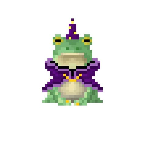 Frog Pixel Art, Pixel Frog, Pixel Art Reference, Cute Pixel Art, Art Frog, Grid Art, Perler Bead Projects, String Crafts, Easy Pixel Art