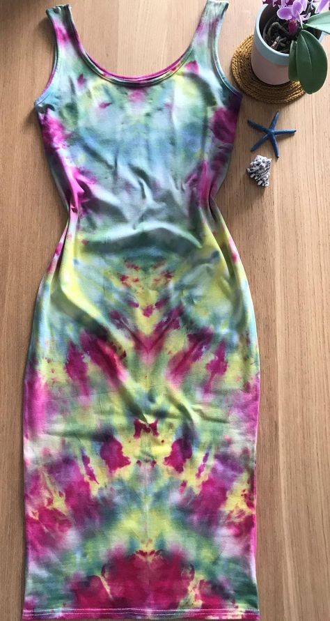 Tie Dye Dress Outfit, Esty Finds, Shibori Dress, Tie Dye Shibori, Tie Dye Hair, Bathing Suit Patterns, Ice Tie Dye, Summer Tank Dress, Bodycon Outfits